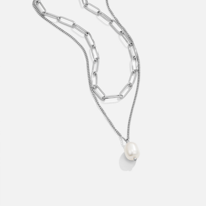 ANGELA PEARL SILVER NECKLACE
