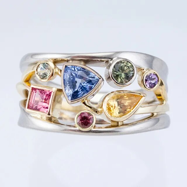 VINTAGE COLORFUL CUBIC ZIRCONIA RING