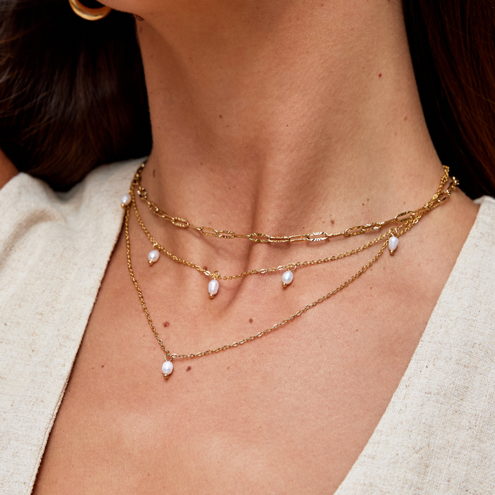 KAY PEARL DROP LAYERED NECKLACE