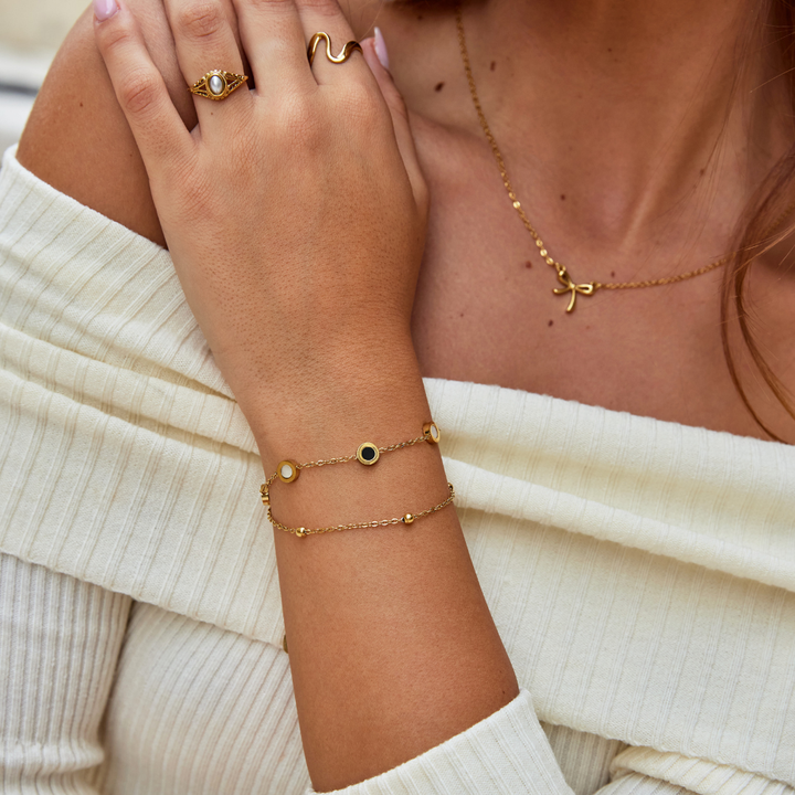 ONYX &amp; WHITE STONE BRACELET