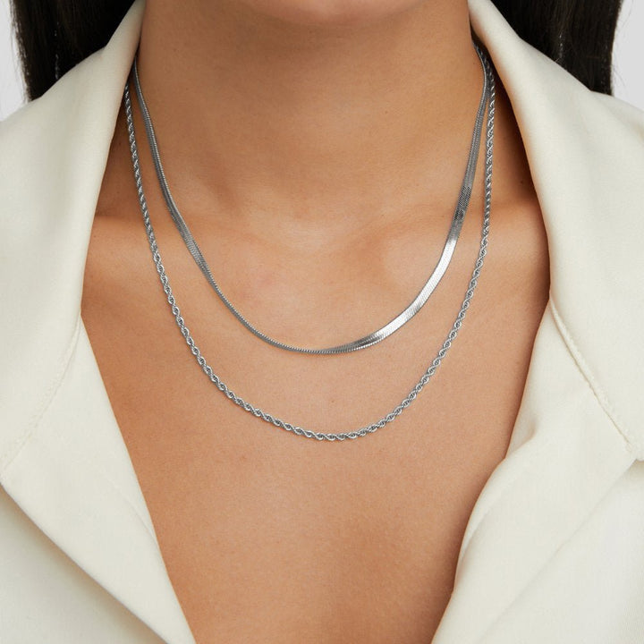 ALEXANDRA SILVER LAYERED NECKLACE