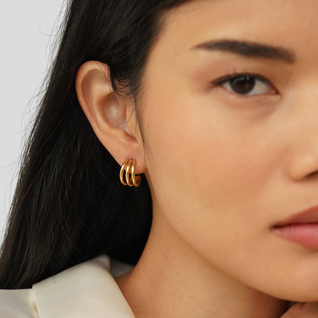 ANA TRIPLE GOLD EARRINGS
