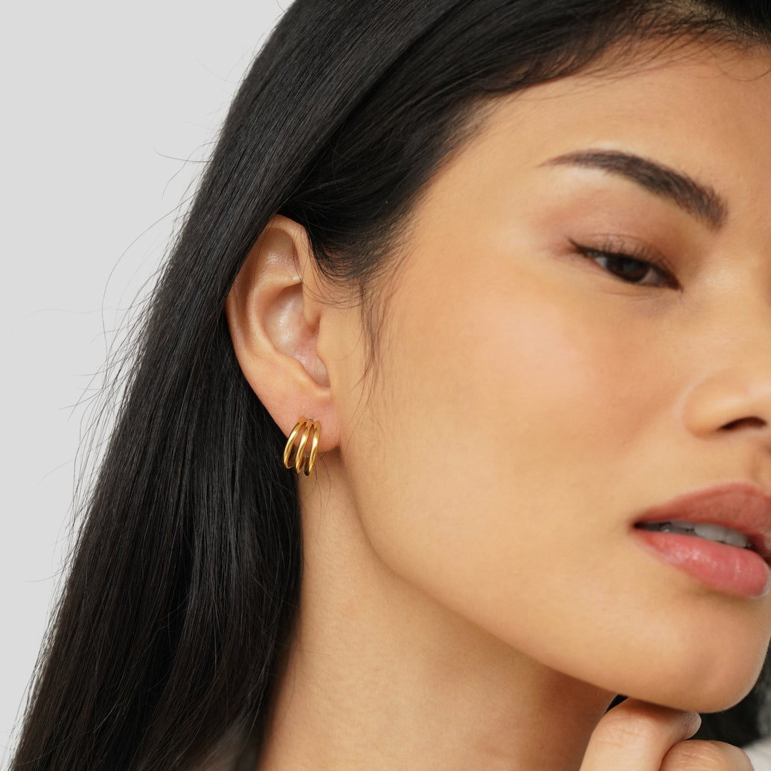 ANA TRIPLE GOLD EARRINGS