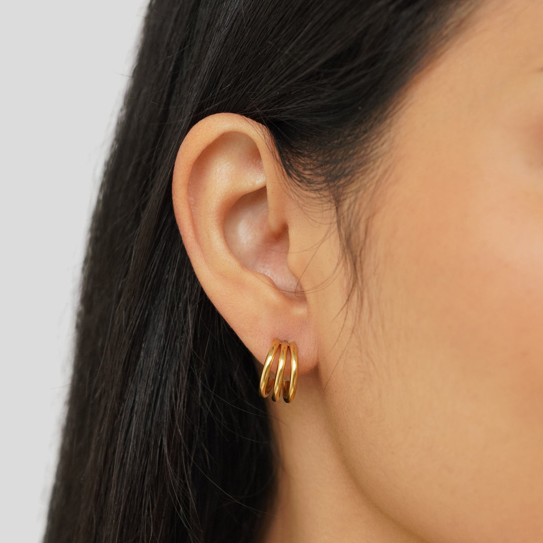 ANA TRIPLE GOLD EARRINGS