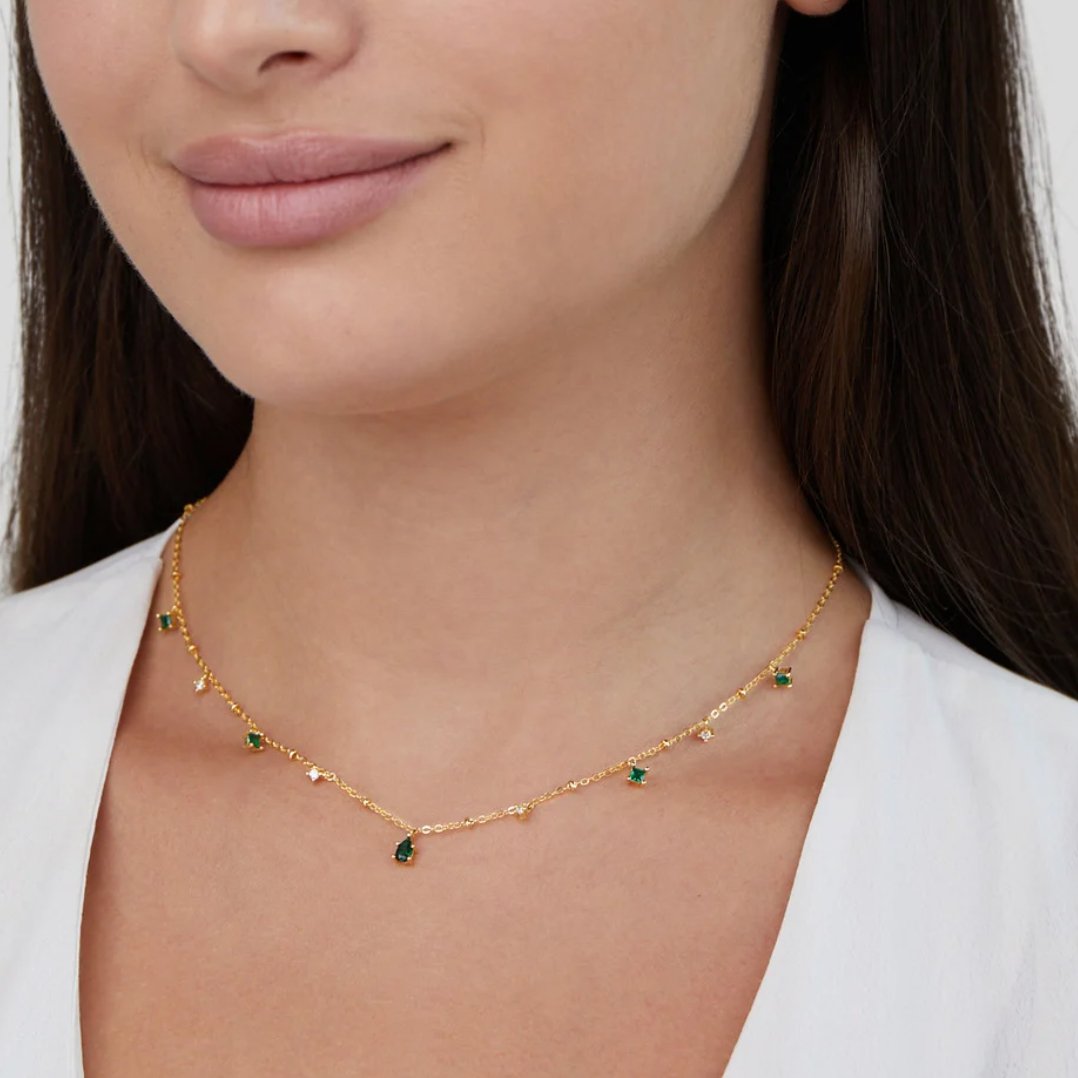 Emily Kristall Gold Halskette