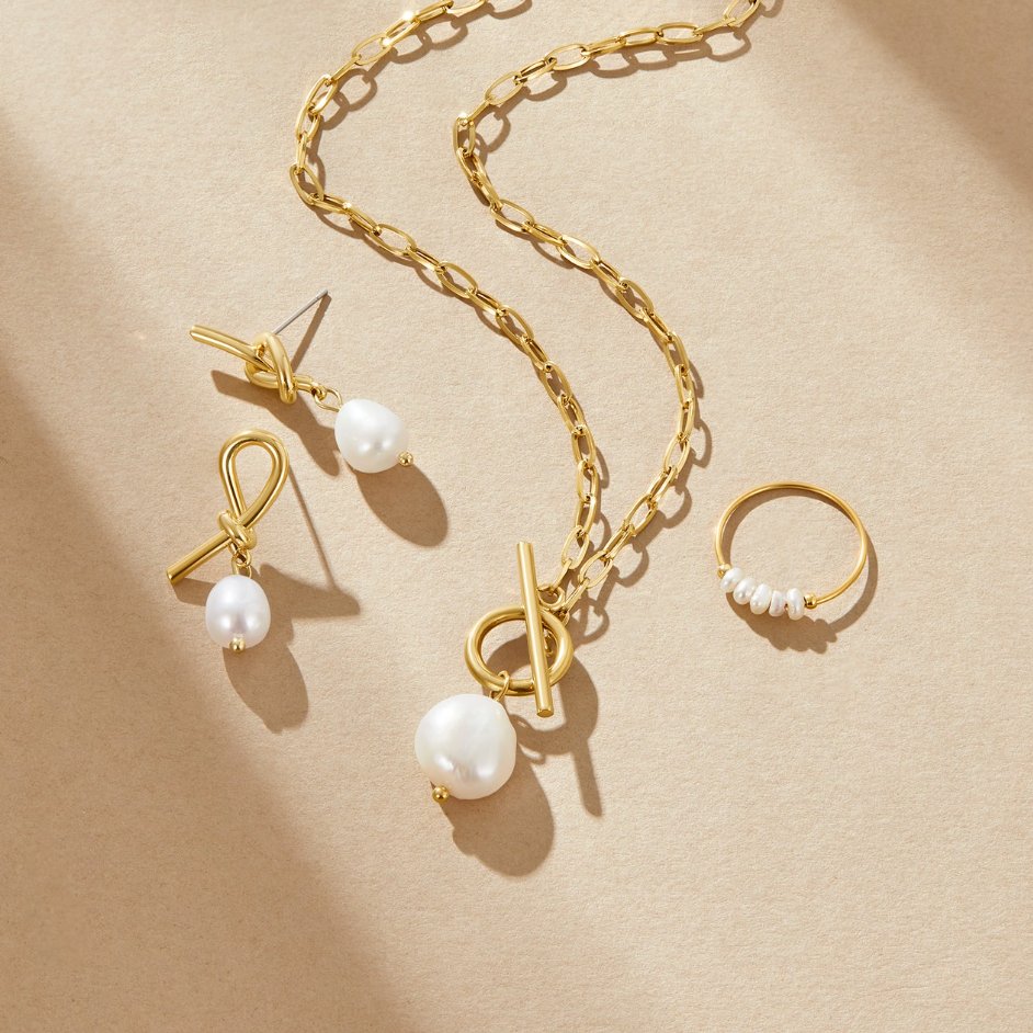 Eva Süßwasserperlen Goldkette