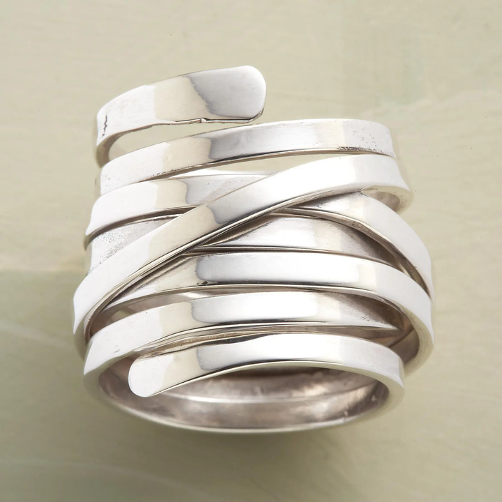 BLISS – VINTAGE THICK LAYERED SILVER RING