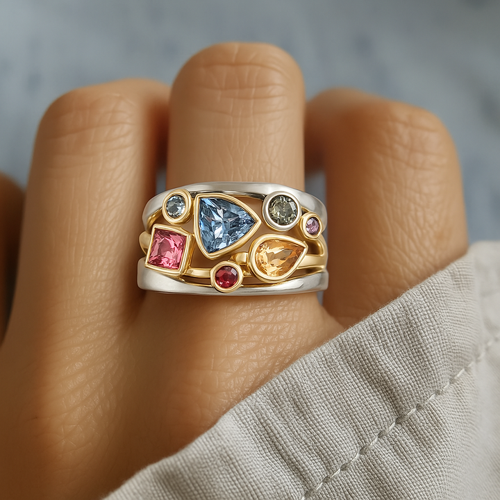 VINTAGE COLORFUL CUBIC ZIRCONIA RING