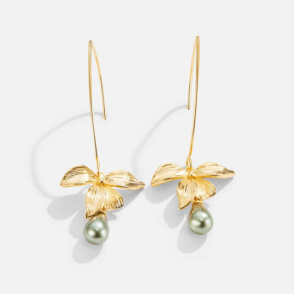 JADE PEARL &amp; BLOSSOM DROP EARRINGS