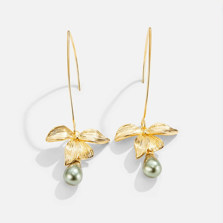 JADE PEARL &amp; BLOSSOM DROP EARRINGS