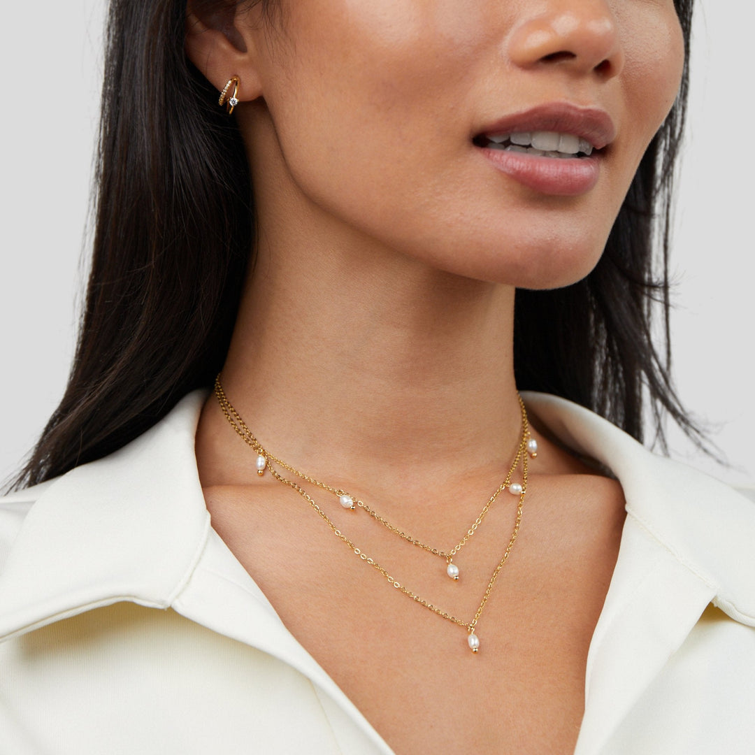 KAY PEARL DROP LAYERED NECKLACE