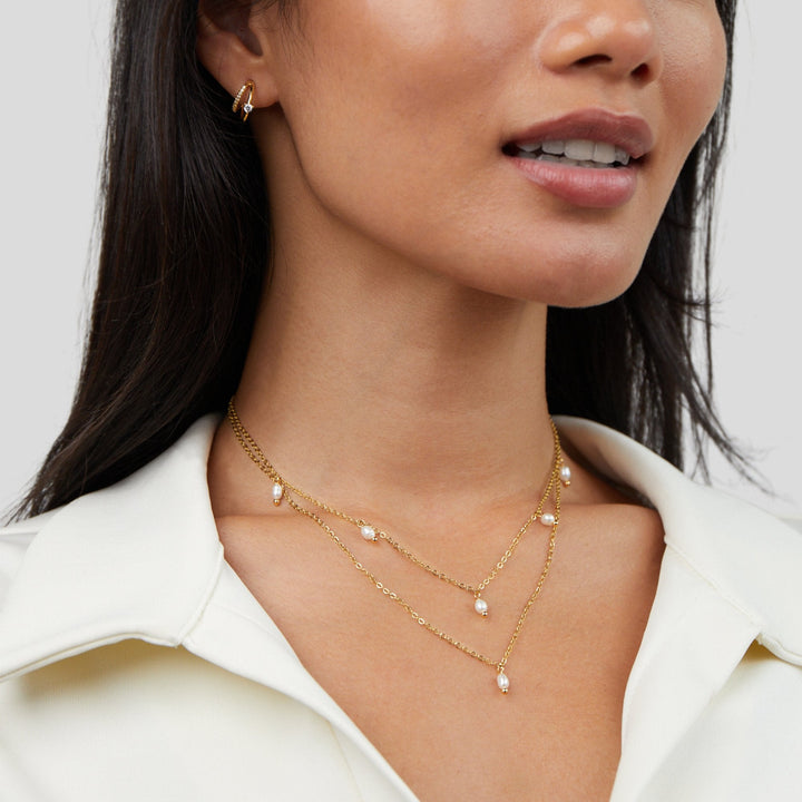 KAY PEARL DROP LAYERED NECKLACE