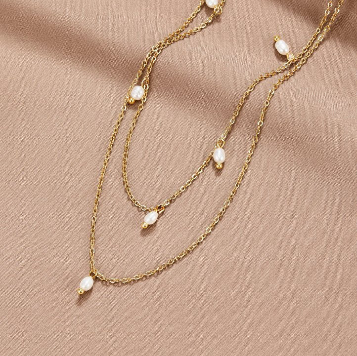 KAY PEARL DROP LAYERED NECKLACE