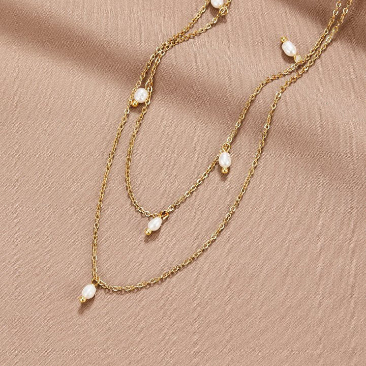 KAY PEARL DROP LAYERED NECKLACE