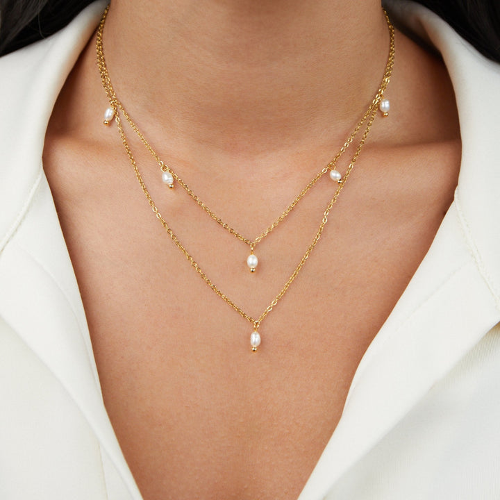 KAY PEARL DROP LAYERED NECKLACE