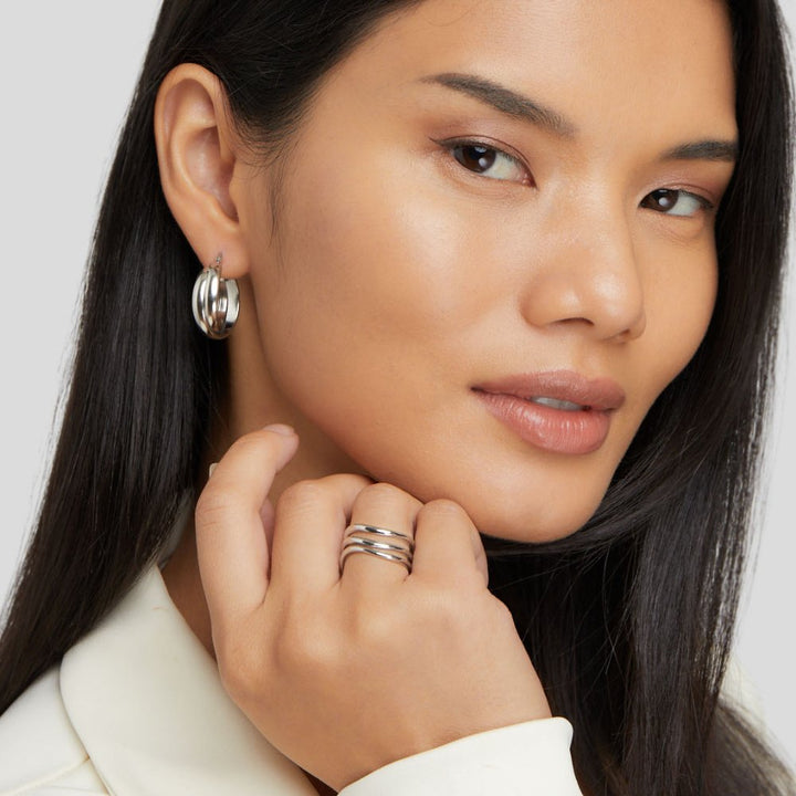 KIYA LAYERED SILVER RING