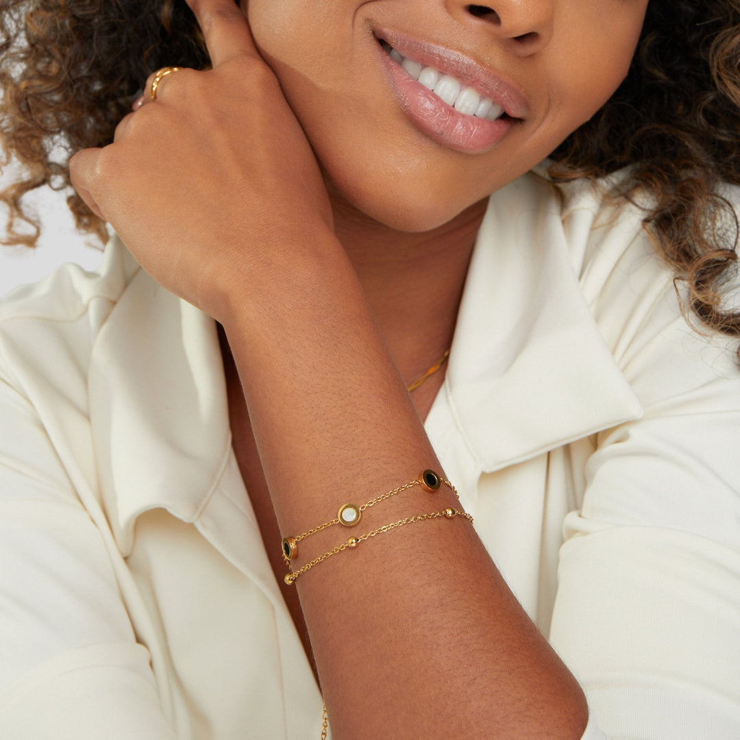 ONYX &amp; WHITE STONE BRACELET