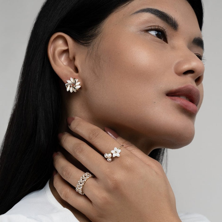 OPAL BLOSSOM SILVER EARRINGS