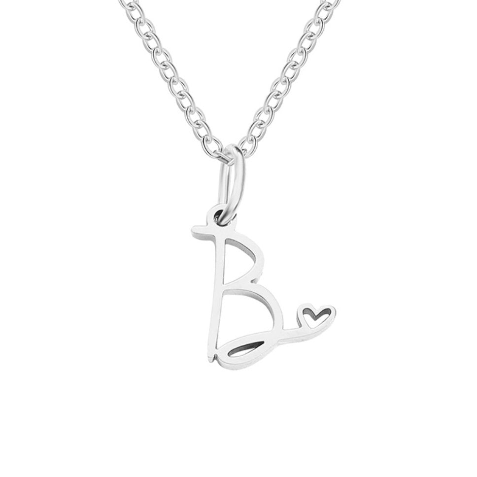 SILVER LETTER HEART NECKLACE