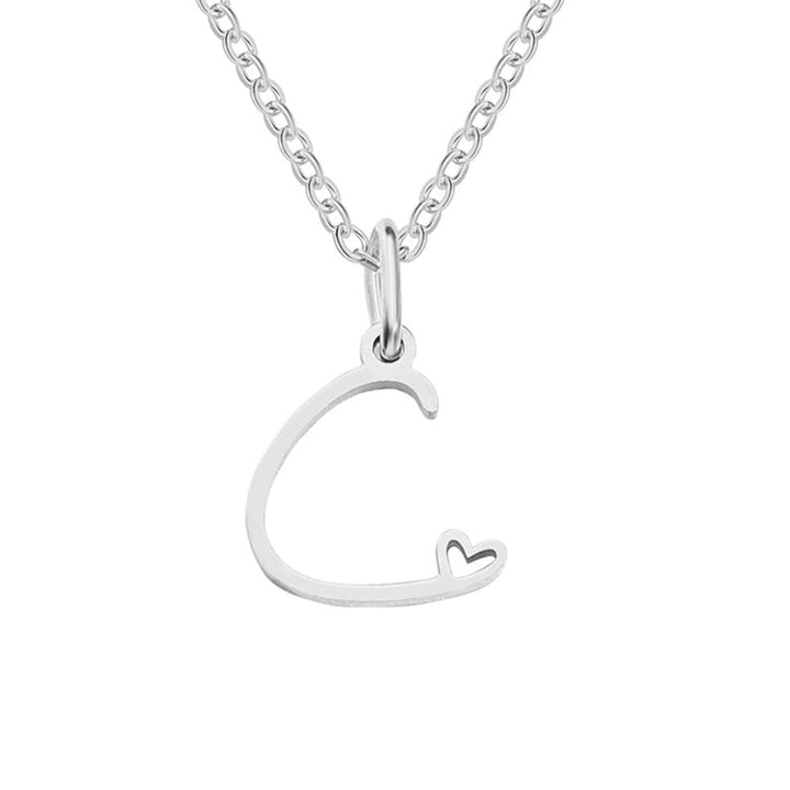 SILVER LETTER HEART NECKLACE