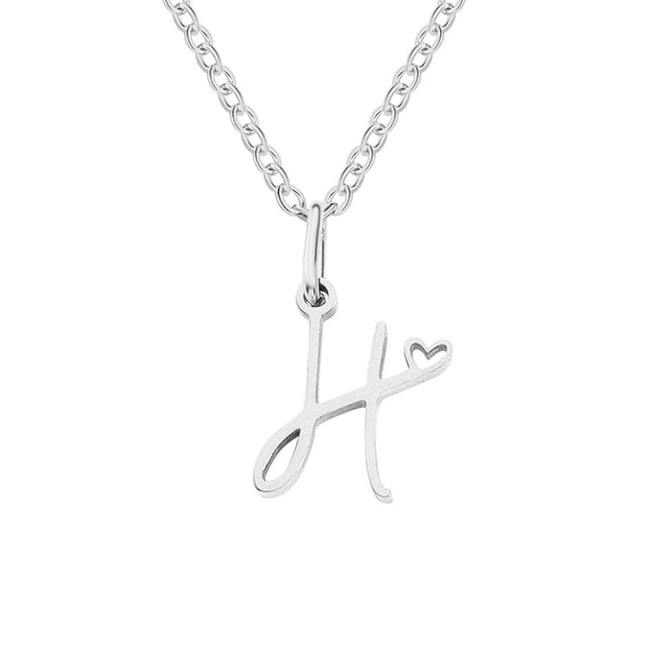 SILVER LETTER HEART NECKLACE