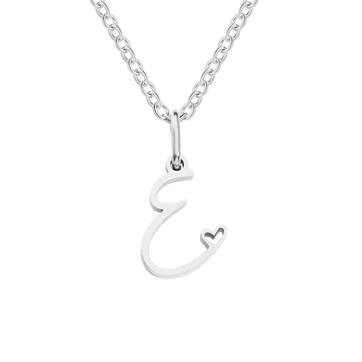 SILVER LETTER HEART NECKLACE