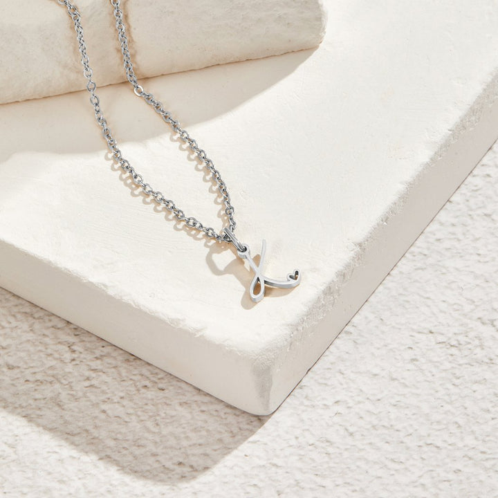 SILVER LETTER HEART NECKLACE