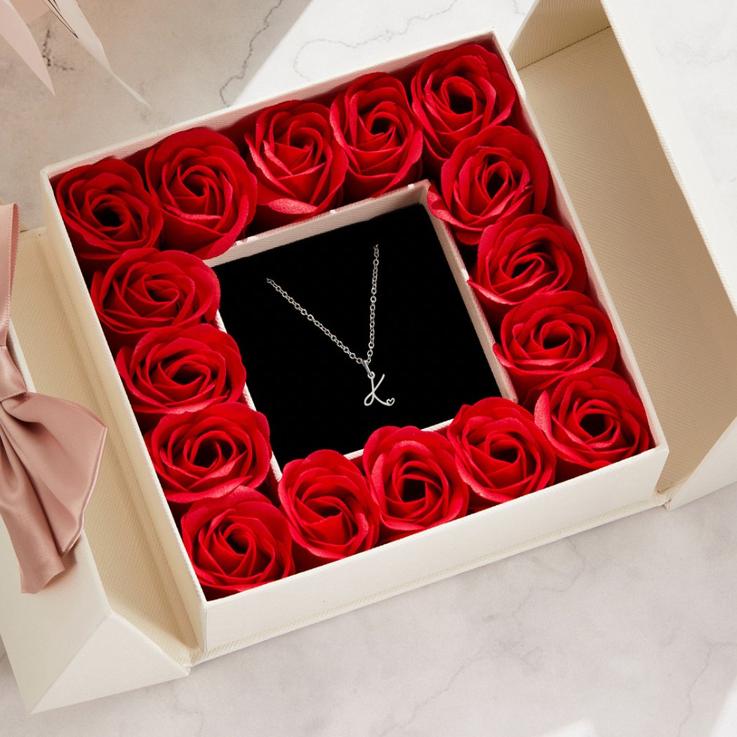 SILVER LETTER HEART NECKLACE