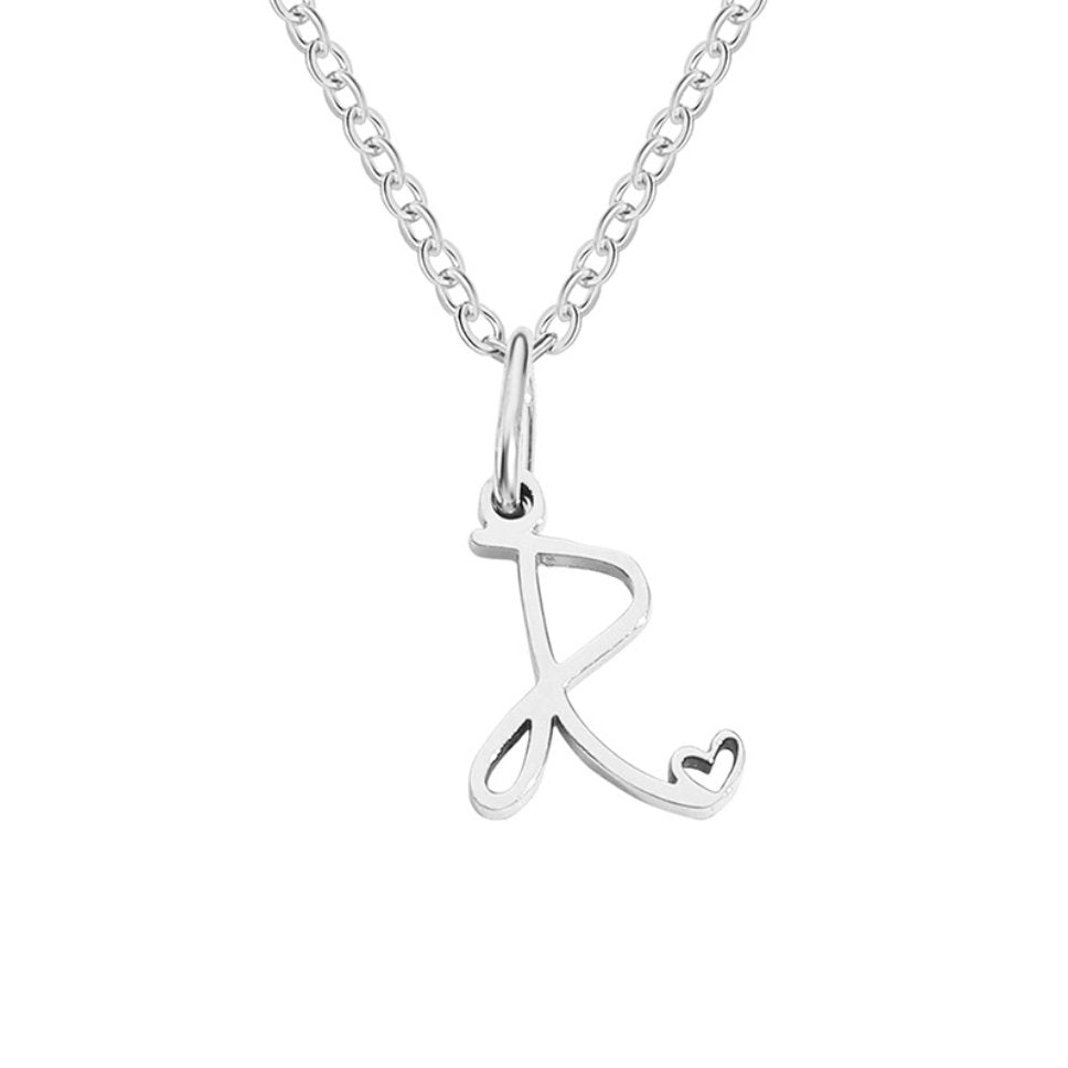 SILVER LETTER HEART NECKLACE