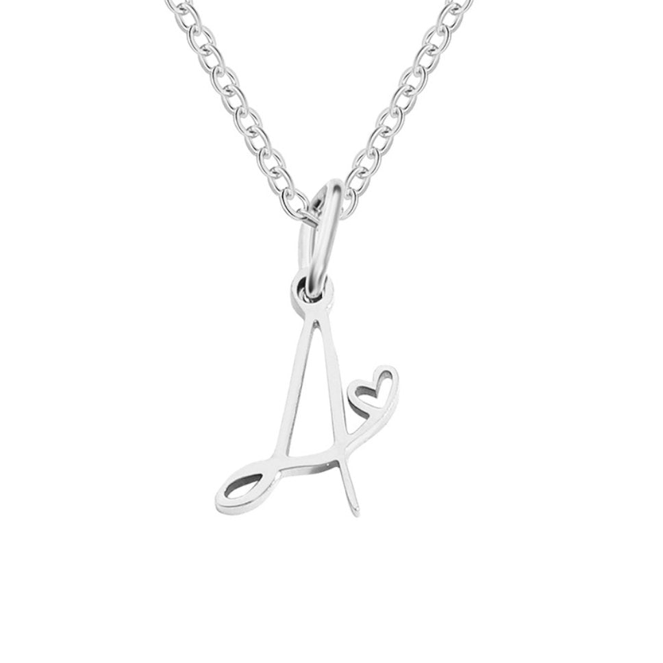 SILVER LETTER HEART NECKLACE