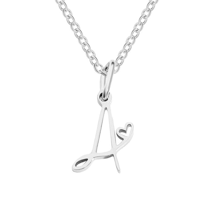 SILVER LETTER HEART NECKLACE