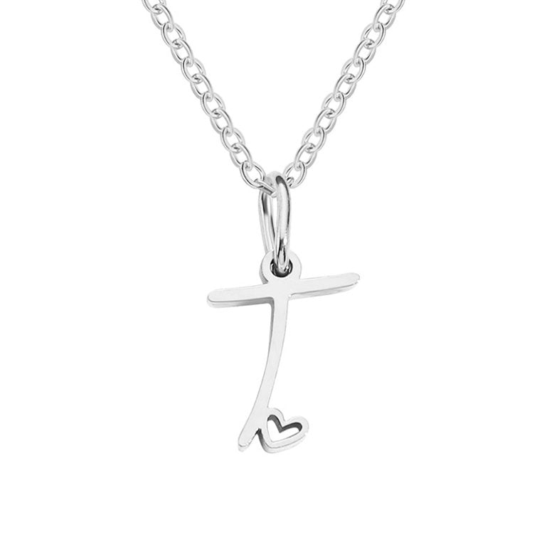 SILVER LETTER HEART NECKLACE