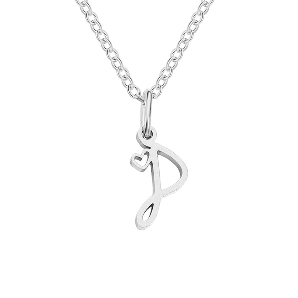 SILVER LETTER HEART NECKLACE