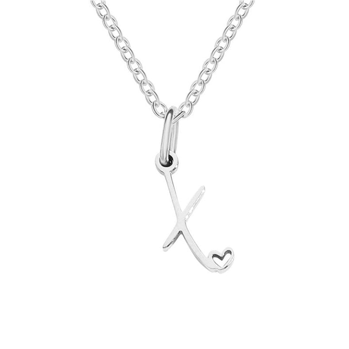 SILVER LETTER HEART NECKLACE