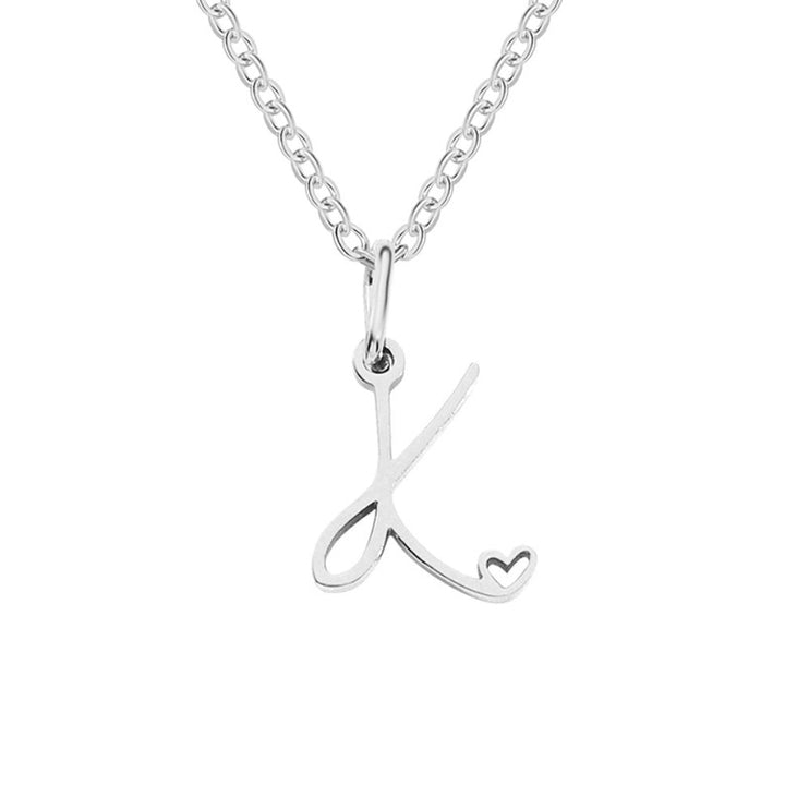 SILVER LETTER HEART NECKLACE