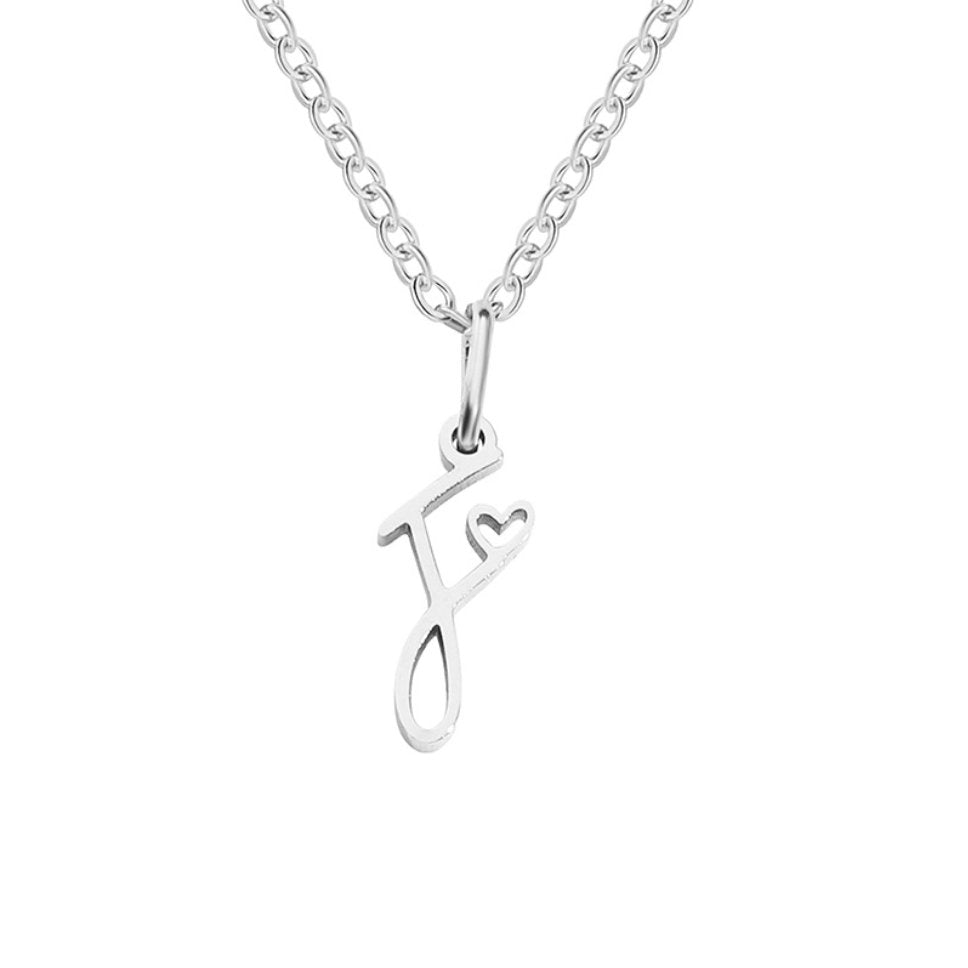 SILVER LETTER HEART NECKLACE