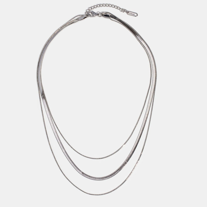 SILVER LAYERED CHAIN NECKLACE