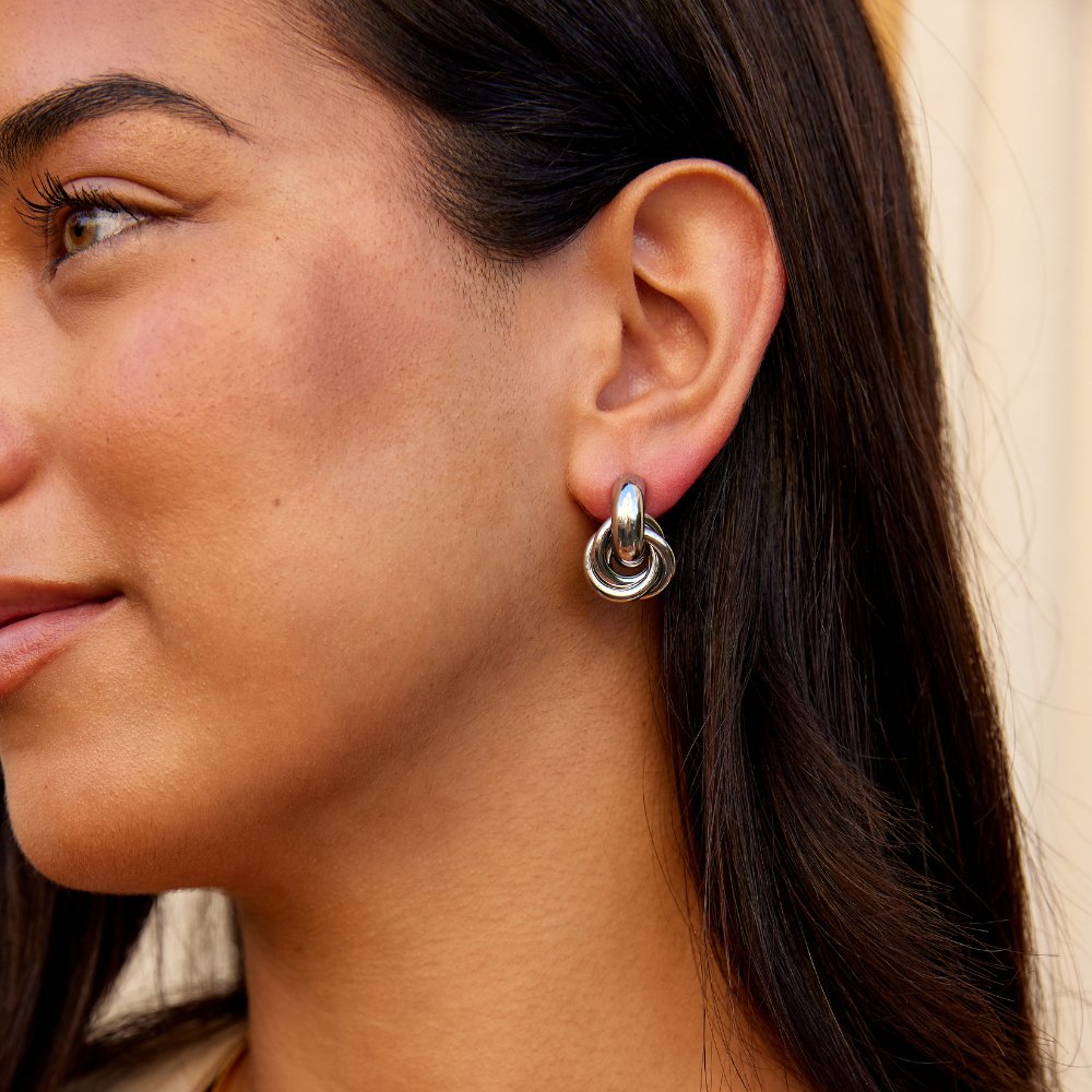 SOFIA TWISTED SILVER HOOP EARRINGS