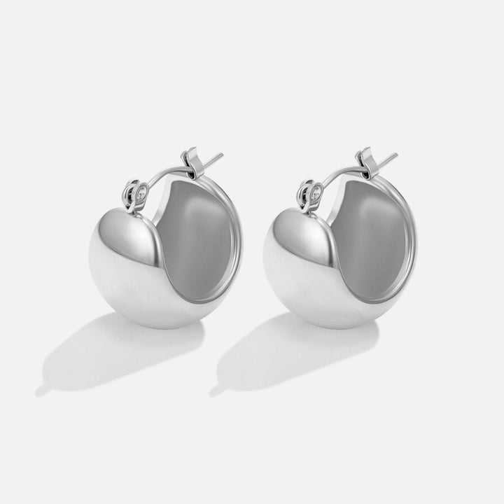 TARA SILVER CHUNKY HOOP EARRINGS