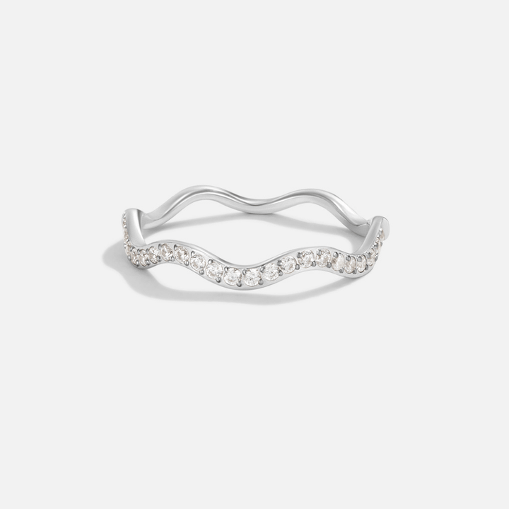 ZENYA CRYSTAL &amp; SILVER WAVE RING